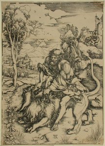 Samson i kamp med løven av Albrecht Dürer