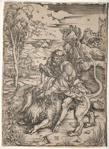 Samson dreper løven, ca. 1496-1497. av Albrecht Dürer