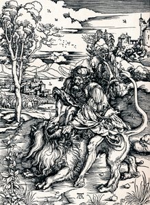 Samson Rending the Lion, 1497 1906 av Albrecht Dürer