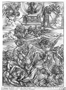 Scene fra apokalypsen, The Four Vengeful Angels, latinsk utgave, 1511 av Albrecht Dürer
