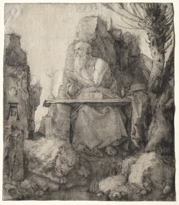 St. Jerome sitter i nærheten av en Pollard Willow av Albrecht Dürer