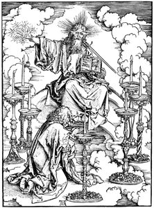 St Johns Vision of Christ and the Seven Candlesticks From The Apocalypse, ca. 1497 av Albrecht Dürer