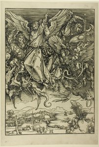 St. Michael Fighting the Dragon, fra The Apocalypse av Albrecht Dürer