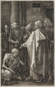 St. Peter og St. John Healing the Cripple, fra The Engraved Passion av Albrecht Dürer