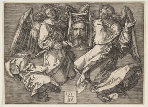 Svededuk holdt av to engler av Albrecht Dürer