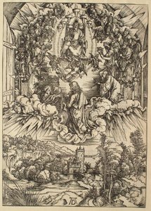 Apokalypsen: Sankt Johannes foran Gud og de eldste av Albrecht Dürer
