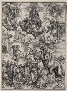 Udyret med syv hoder og udyret med lammehorn. av Albrecht Dürer