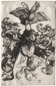 Våpenskjoldet med en løve og hane av Albrecht Dürer