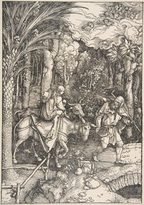 The Flight into Egypt, fra The Life of the Virgin, Latin Edition, 1511, 1511. av Albrecht Dürer