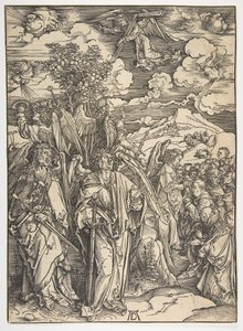 The Four Angels Holding the Winds, fra The Apocalypse, tysk utgave, 1498, ca. 1498. av Albrecht Dürer