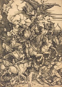 De fire ryttere, sannsynligvis ca. 14961498. av Albrecht Dürer
