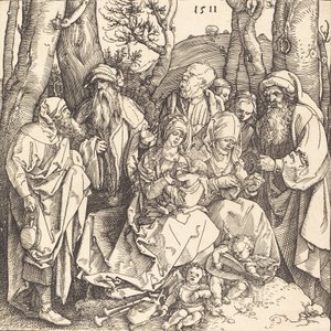 Den hellige familie med to musikkskapende engler, 1511. av Albrecht Dürer