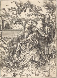 Den hellige familie med de tre harene av Albrecht Dürer