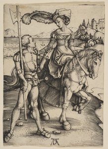 The Lady on Horseback og Lansquenet, ca. 1497. av Albrecht Dürer