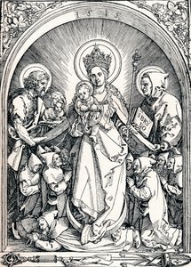 Madonnaen med karteuserbrødrene, døperen Johannes og den hellige Bruno, 1515 1906. av Albrecht Dürer