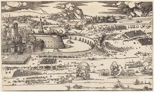 Beleiringen av en festning (bare venstre side, av 2 blokker) av Albrecht Dürer