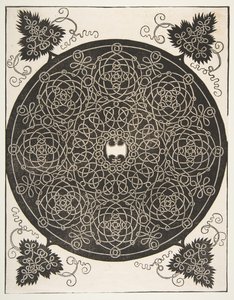 Den tredje knuten. Interlaced Roundel med åtte kranser og et scalloped skjold i ..., 1521 før. av Albrecht Dürer