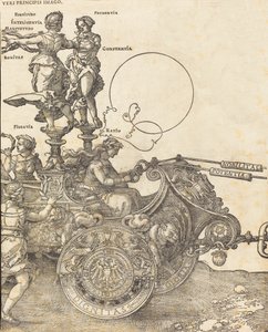 The Triumphal Chariot of Maximilian I The Great Triumphal Car [plate 2 av 8], 1523 latinsk utgave. av Albrecht Dürer