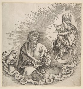 Jomfruen som vises til Saint John, Frontispice til Apokalypsen, 1511. av Albrecht Dürer