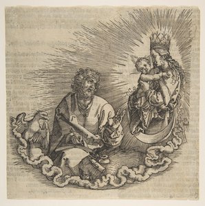 Jomfruen som vises til Saint John, Frontispice til Apokalypsen, 1511. av Albrecht Dürer