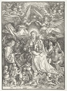 Jomfruen omgitt av mange engler av Albrecht Dürer