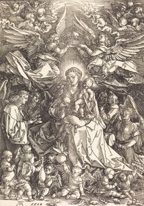 Jomfruen omgitt av mange engler, 1518. av Albrecht Dürer