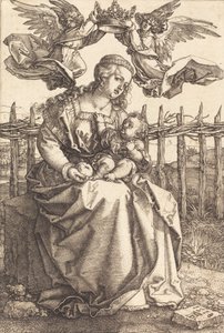 Jomfruen og barnet kronet av to engler, 1518. av Albrecht Dürer