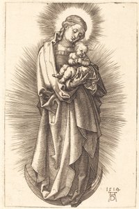 Jomfruen og barnet på en halvmåne med et diadem av Albrecht Dürer