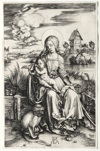 Jomfruen og barnet med en ape, ca. 1498. av Albrecht Dürer