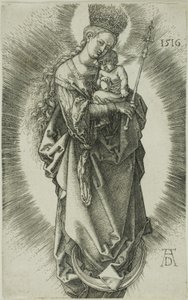 Jomfruen på en halvmåne med en krone av stjerner og et septer av Albrecht Dürer