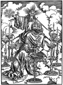 The Vision of The Seven Candlesticks from the Apocalypse, 1498, 1936 av Albrecht Dürer