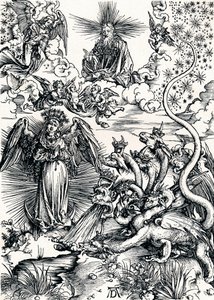 Kvinnen kledd med solen og den syvhodede dragen, 1498 1906 av Albrecht Dürer