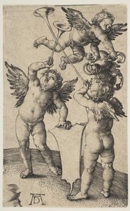Tre Putti med trompeter, ca. 1500. av Albrecht Dürer