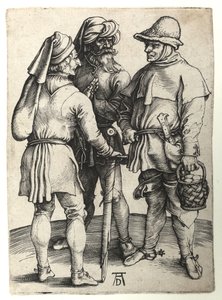 Tre landsbyboere i samtale, ca. 1497 av Albrecht Dürer