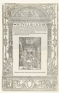 Tittelside til Ciceros Orationes med skriverens merke av Jodocus Badius, 1520. av Albrecht Dürer