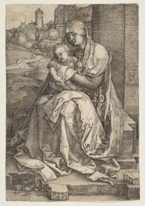 Jomfru og barn sitter ved muren, 1514. av Albrecht Dürer