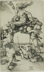 Heks som rir baklengs på en geit av Albrecht Dürer