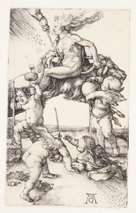 Heks som rir baklengs på en geit av Albrecht Dürer