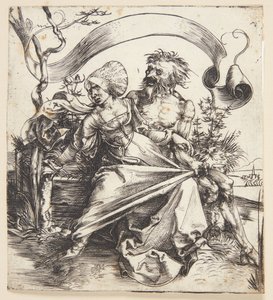 Ung kvinne angrepet av døden av Albrecht Dürer
