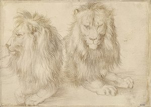 To løgnaktige løver. 1521 av Albrecht Dürer