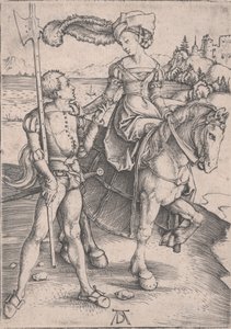 En dame til hest og et Lansquenet av Albrecht Dürer