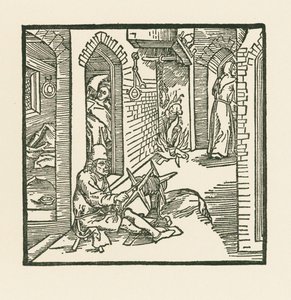 En taumaker ser en munk forlate kammeret til sin utro kone av Albrecht Dürer or Duerer