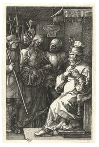 Kristus før Kaifas. 1512 (Burin-gravering på kobber) av Albrecht Dürer