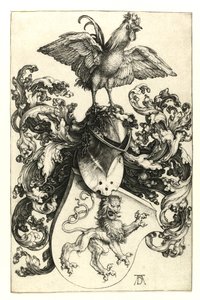 Våpenskjold med løve og hane. 1502-03 av Albrecht Dürer