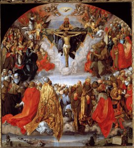 Gud, Jesus Kristus og Den Hellige Ånds due (altertavle av alle hellige) (olje på tre av Albrecht Dürer