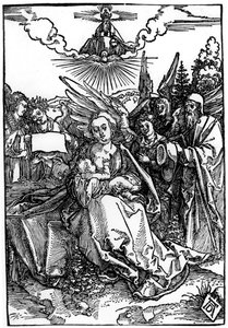 Den hellige familie med fem engler, ca. 1504 (tresnitt) av Albrecht Dürer