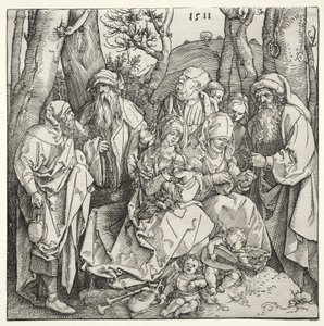 Den hellige familie med to musikerengler av Albrecht Dürer or Duerer