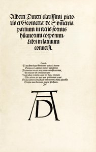 Tittelside med Durers tresnittmonogram fra 