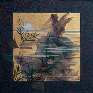 Komposisjon med en bevinget nymfe ved soloppgang - Maleri av Alexandre de Riquer i Ynglada (1856-1920)