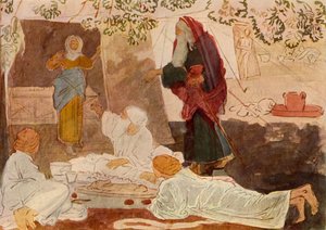 Tre pilegrimer på besøk til Abraham, midten av 1800-tallet, 1965.